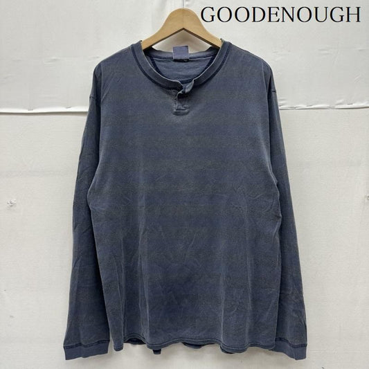 グッドイナフ GOODENOUGH Tシャツ 長袖 ヘンリーネック ボーダー ロンT L 紺 / ネイビー / navy メンズ USED 古着 中古 50161038