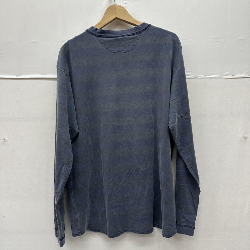 グッドイナフ GOODENOUGH Tシャツ 長袖 ヘンリーネック ボーダー ロンT L 紺 / ネイビー / navy メンズ USED 古着 中古 50161038