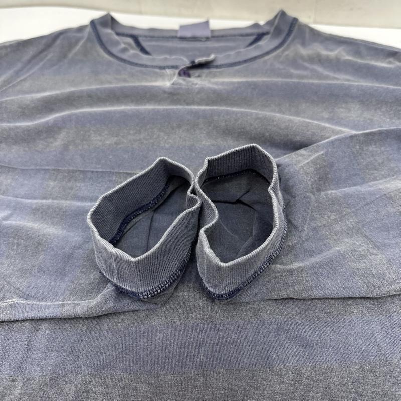 グッドイナフ GOODENOUGH Tシャツ 長袖 ヘンリーネック ボーダー ロンT L 紺 / ネイビー / navy メンズ USED 古着 中古 50161038
