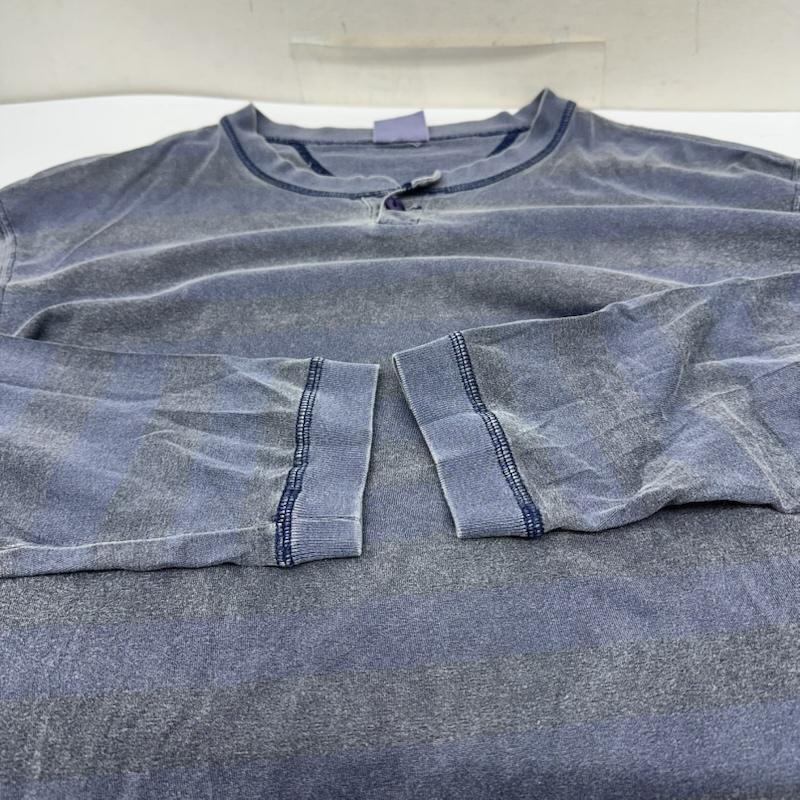 グッドイナフ GOODENOUGH Tシャツ 長袖 ヘンリーネック ボーダー ロンT L 紺 / ネイビー / navy メンズ USED 古着 中古 50161038