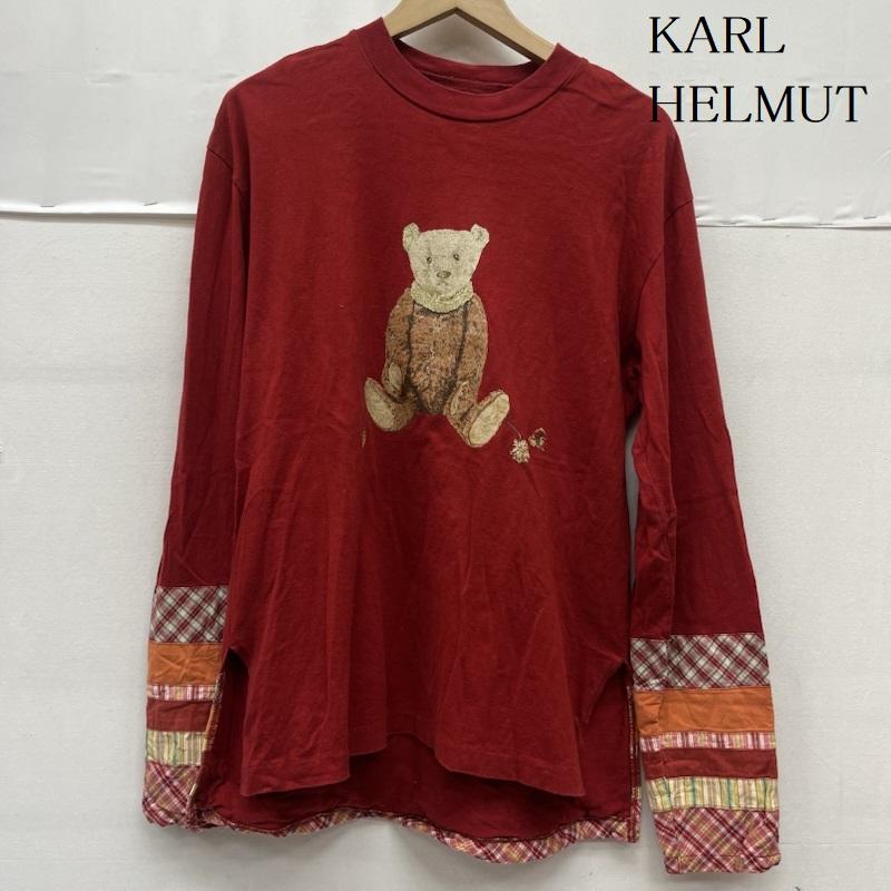 カールヘルム KARLHELMUT トレーナー 長袖 ロンT カットソー 赤 パッチワーク アンティーク くま キャラクター 赤 / レッド / red レディース USED 古着 中古 50161039