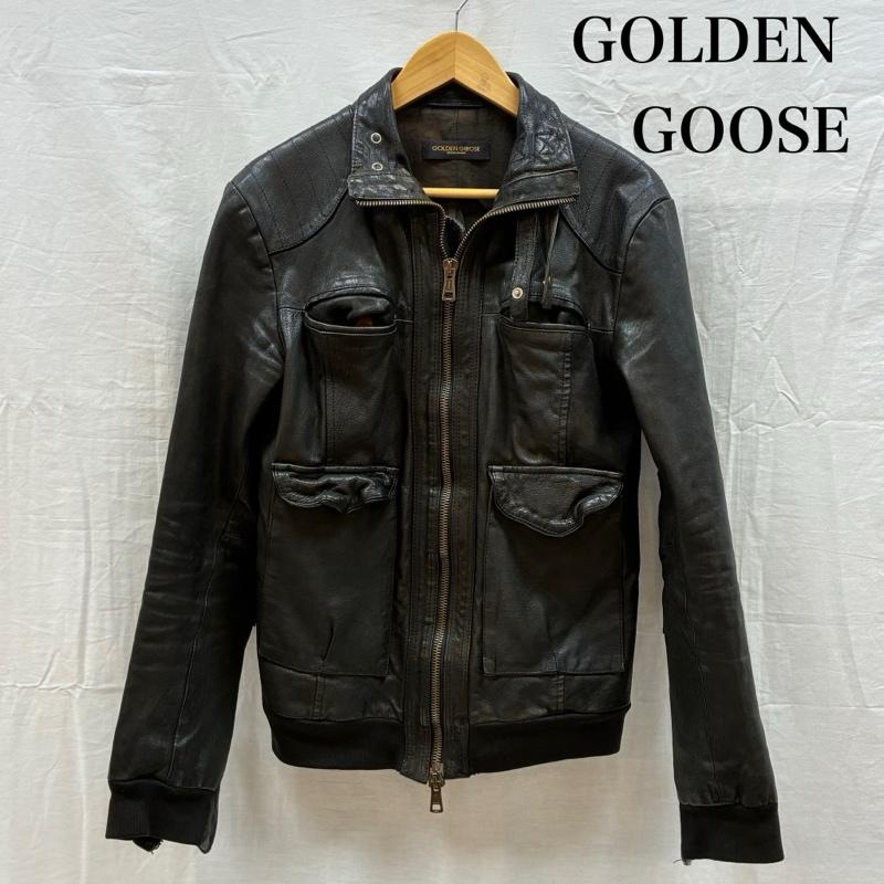 ゴールデングースデラックスブランド GOLDEN GOOSE DELUXE BRAND ジャケット、上着 レザージャケット イタリア製 シングル ライダース シュリンク レザー ジャケット M メンズ USED 古着 中古 50161083
