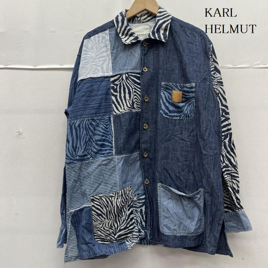 カールヘルム KARLHELMUT シャツ、ブラウス 長袖 パッチワーク 長袖 デニム シャツ ゼブラ柄 ストライプ M ゼブラ柄 インディゴ / インディゴ / Indigo メンズ USED 古着 中古 50161100
