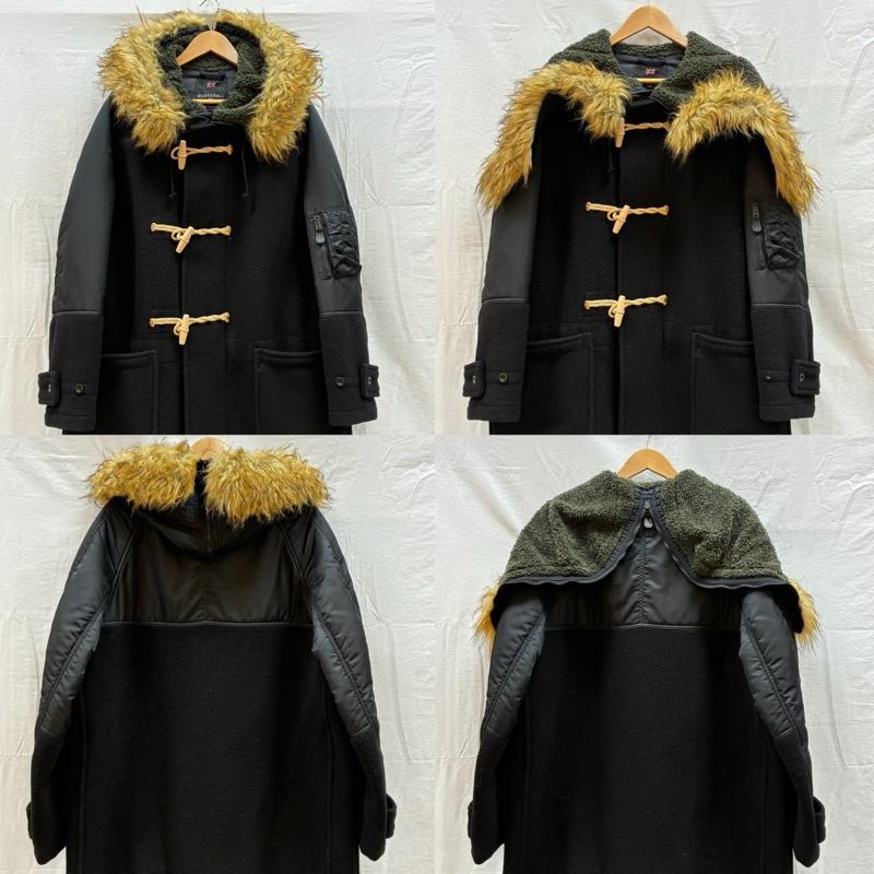 コムデギャルソン・ジュンヤワタナベマン COMME des GARCONS JUNYA WATANABE MAN コート コート一般 GLOVERALL 圧縮 メルトン ウール ナイロン ツイル フーデッド ファー ダッフル コート ミリタリー WJ-C906 L メンズ USED 古着 中古 50161101