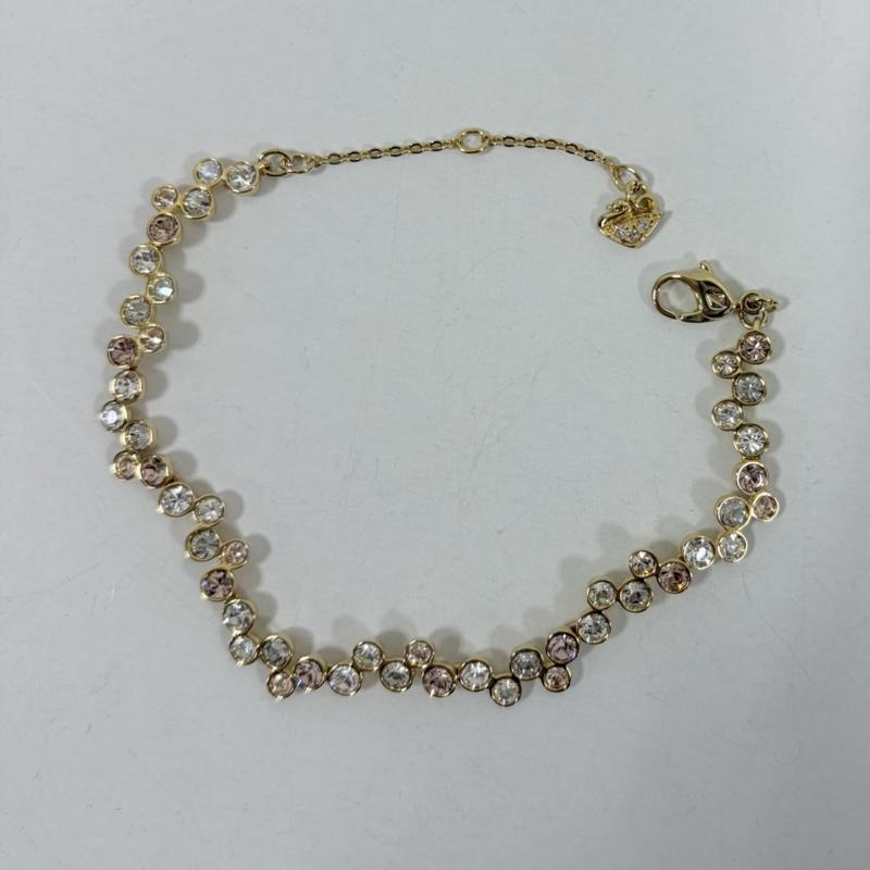 スワロフスキー SWAROVSKI アクセサリー ブレスレット、バングル クリア ピンク クリスタル スワロフスキー ブレスレット ウェーブ デザイン - 金 / ゴールド / gold color X 透明 / クリア / X 桃 / ピンク / pink レディース USED 古着 中古 50161106