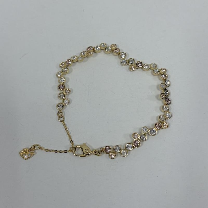 スワロフスキー SWAROVSKI アクセサリー ブレスレット、バングル クリア ピンク クリスタル スワロフスキー ブレスレット ウェーブ デザイン - 金 / ゴールド / gold color X 透明 / クリア / X 桃 / ピンク / pink レディース USED 古着 中古 50161106