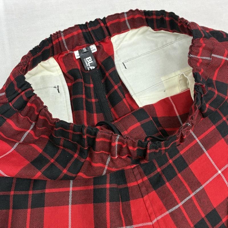 ブラックコムデギャルソン BLACK COMME des GARCONS パンツ サルエルパンツ 23W ウール チェック ドローストリング イージー サルエル パンツ 1L-P010 S メンズ USED 古着 中古 50161107
