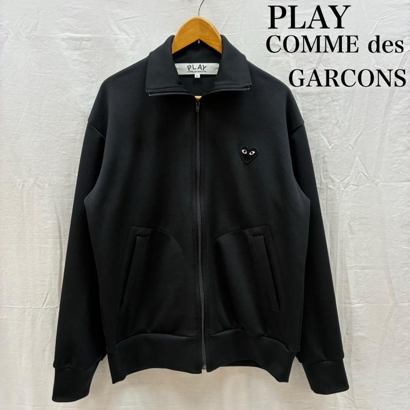 プレイコムデギャルソン PLAY COMME des GARCONS ジャケット、上着 ジャンパー、ブルゾン ブラック エンブレム スムース プリント エステル トラックジャケット ジャージ AX-T256 XL メンズ USED 古着 中古 50161111