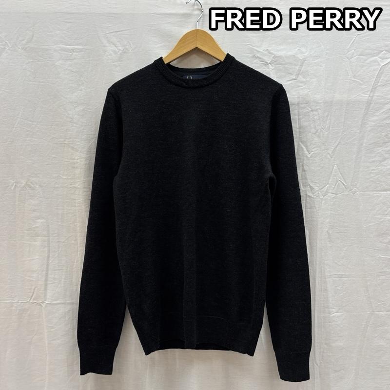フレッドペリー FRED PERRY ニット、セーター 長袖 K4501 Merino Wool メリノウール 薄手 ニット セーター クルーネック XS メンズ USED 古着 中古 50161119
