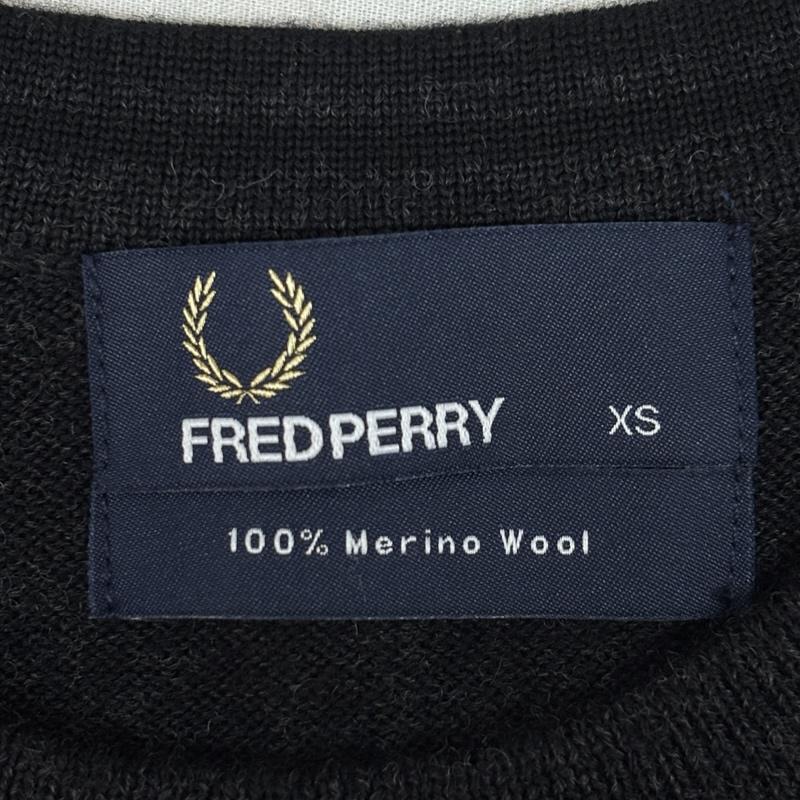 フレッドペリー FRED PERRY ニット、セーター 長袖 K4501 Merino Wool メリノウール 薄手 ニット セーター クルーネック XS メンズ USED 古着 中古 50161119