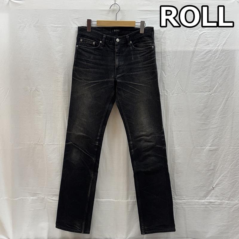 古着 USED ボトムス ボトムス ROLL ロール スリム ストレート ブラック デニム パンツ L 黒 / ブラック / black メンズ USED 古着 中古 50161123