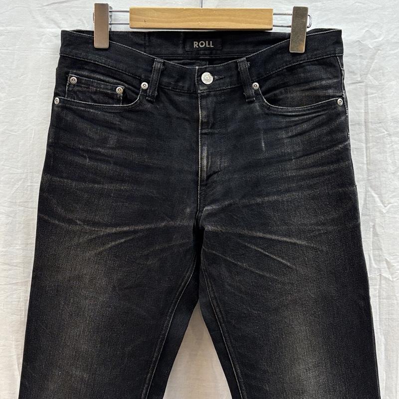 古着 USED ボトムス ボトムス ROLL ロール スリム ストレート ブラック デニム パンツ L 黒 / ブラック / black メンズ USED 古着 中古 50161123