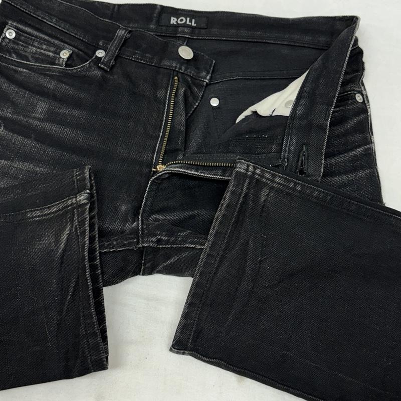 古着 USED ボトムス ボトムス ROLL ロール スリム ストレート ブラック デニム パンツ L 黒 / ブラック / black メンズ USED 古着 中古 50161123