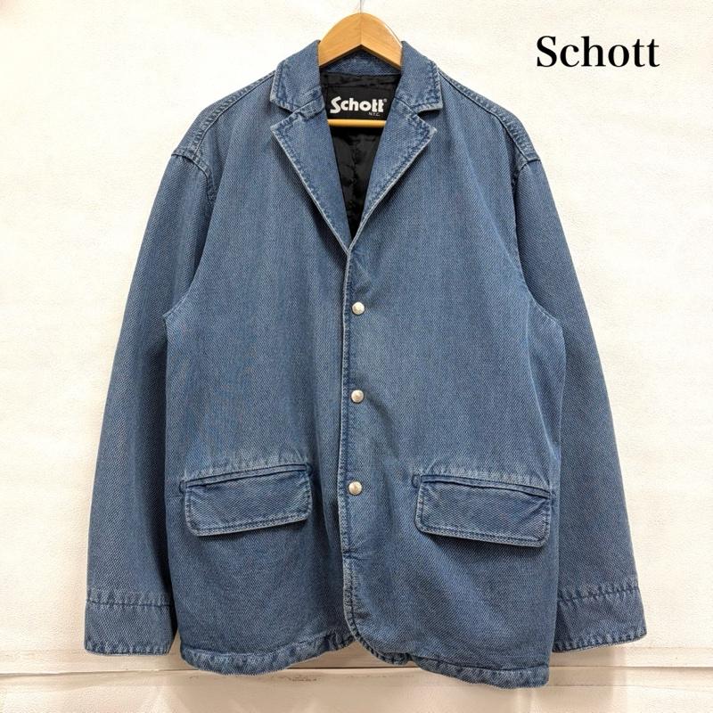 ショット schott ジャケット、上着 ジャケット、ブレザー デニム カバーオール テーラードジャケット 3B L 無地 青 / ブルー / blue メンズ USED 古着 中古 50161134