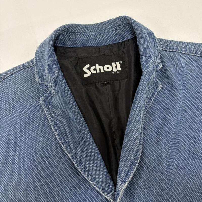 ショット schott ジャケット、上着 ジャケット、ブレザー デニム カバーオール テーラードジャケット 3B L 無地 青 / ブルー / blue メンズ USED 古着 中古 50161134