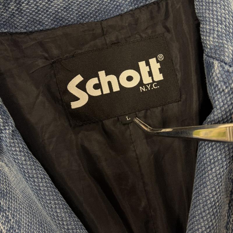 ショット schott ジャケット、上着 ジャケット、ブレザー デニム カバーオール テーラードジャケット 3B L 無地 青 / ブルー / blue メンズ USED 古着 中古 50161134