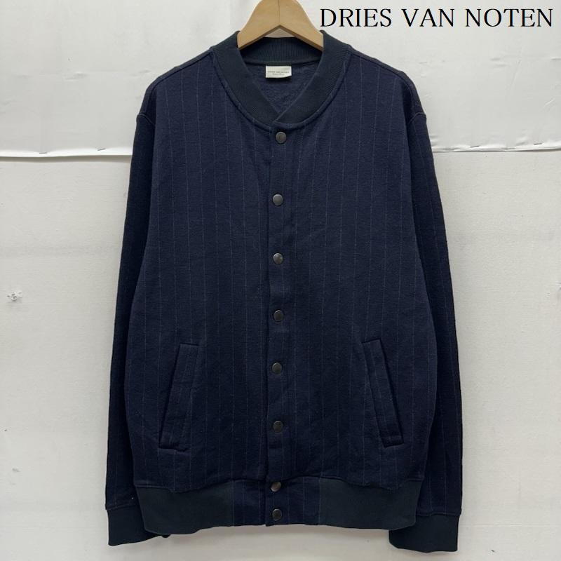 ドリスヴァンノッテン DRIES VAN NOTEN ジャケット、上着 ジャンパー、ブルゾン ストライプ ウール ボンバー ジャケット XL 紺 / ネイビー / navy メンズ USED 古着 中古 50161135