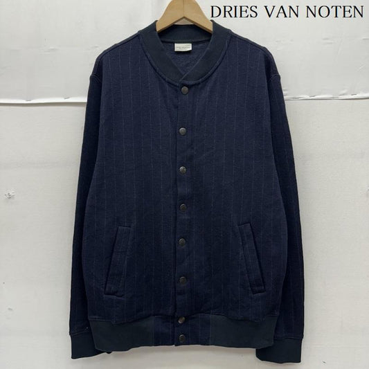 ドリスヴァンノッテン DRIES VAN NOTEN ジャケット、上着 ジャンパー、ブルゾン ストライプ ウール ボンバー ジャケット XL 紺 / ネイビー / navy メンズ USED 古着 中古 50161135