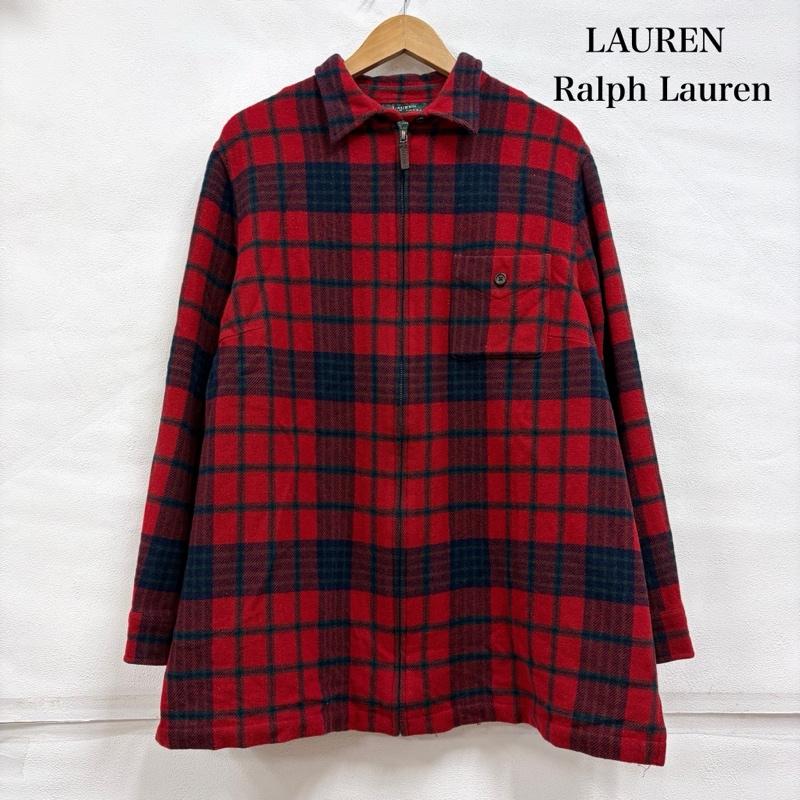 ローレンラルフローレン LAUREN RALPH LAUREN ジャケット、上着 ジャンパー、ブルゾン ジップアップ シャツ ジャケット チェック ウール ヴィンテージ - チェック 赤 / レッド / red X 紺 / ネイビー / navy メンズ USED 古着 中古 50161136