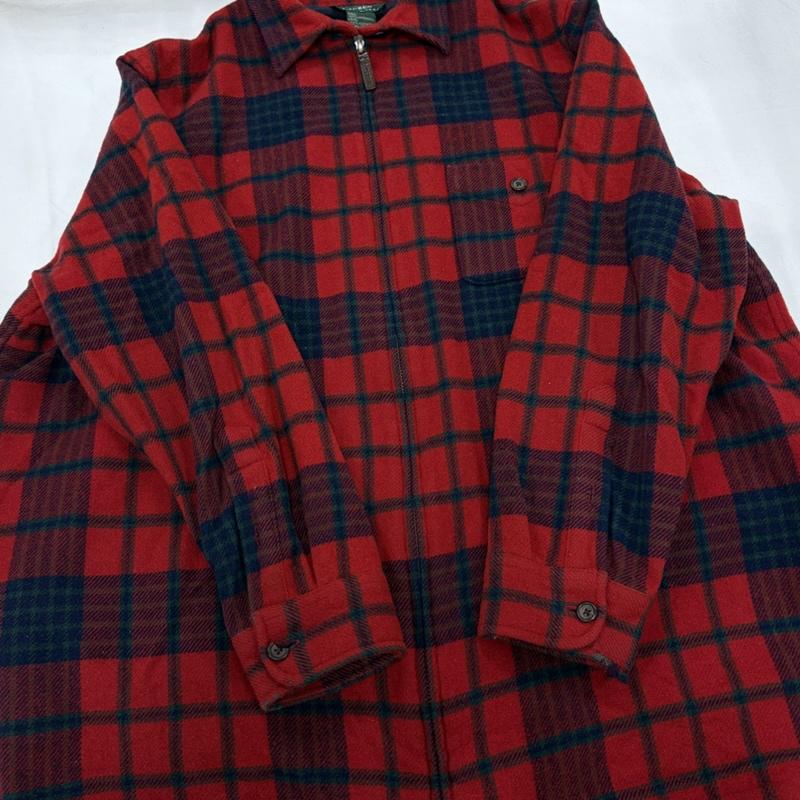 ローレンラルフローレン LAUREN RALPH LAUREN ジャケット、上着 ジャンパー、ブルゾン ジップアップ シャツ ジャケット チェック ウール ヴィンテージ - チェック 赤 / レッド / red X 紺 / ネイビー / navy メンズ USED 古着 中古 50161136