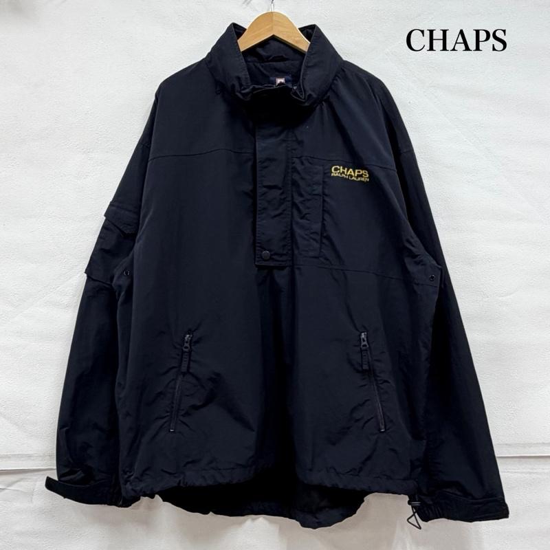 チャップスラルフローレン CHAPSRALPHLAUREN ジャケット、上着 ジャンパー、ブルゾン 90s ナイロン ハーフジップ ジャケット ロゴ 刺繍 フード 収納 XXL ワンポイント X ロゴ、文字 X 刺繍 紺 / ネイビー / navy X 黄 / イエロー / yellow メンズ USED 古着 中古 50161138