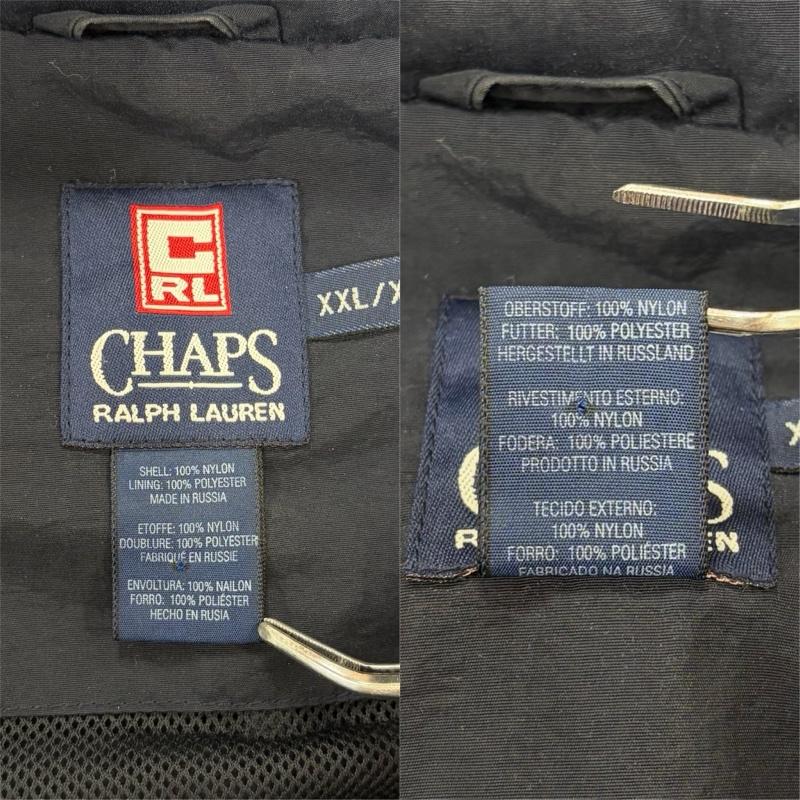 チャップスラルフローレン CHAPSRALPHLAUREN ジャケット、上着 ジャンパー、ブルゾン 90s ナイロン ハーフジップ ジャケット ロゴ 刺繍 フード 収納 XXL ワンポイント X ロゴ、文字 X 刺繍 紺 / ネイビー / navy X 黄 / イエロー / yellow メンズ USED 古着 中古 50161138