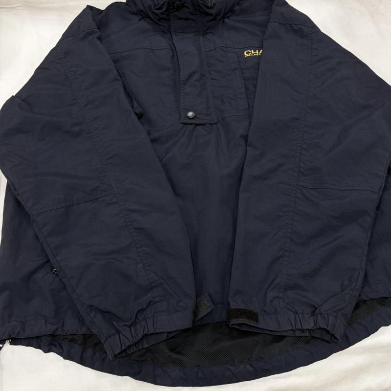 チャップスラルフローレン CHAPSRALPHLAUREN ジャケット、上着 ジャンパー、ブルゾン 90s ナイロン ハーフジップ ジャケット ロゴ 刺繍 フード 収納 XXL ワンポイント X ロゴ、文字 X 刺繍 紺 / ネイビー / navy X 黄 / イエロー / yellow メンズ USED 古着 中古 50161138