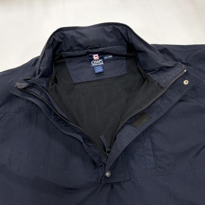 チャップスラルフローレン CHAPSRALPHLAUREN ジャケット、上着 ジャンパー、ブルゾン 90s ナイロン ハーフジップ ジャケット ロゴ 刺繍 フード 収納 XXL ワンポイント X ロゴ、文字 X 刺繍 紺 / ネイビー / navy X 黄 / イエロー / yellow メンズ USED 古着 中古 50161138
