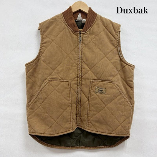 ダックスバック DUXBAK ベスト ベスト キルティング ダック ベスト 中綿 ジップアップ ロゴパッチ ヴィンテージ M ワンポイント X ロゴ、文字 キャメル / キャメル / メンズ USED 古着 中古 50161140