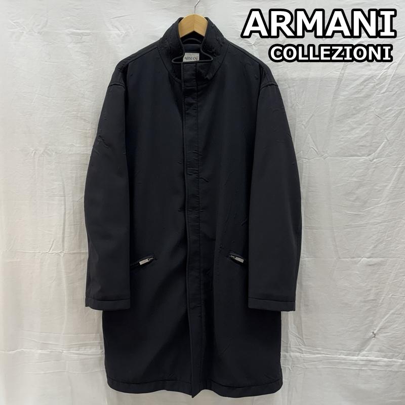 アルマーニコレッツォーニ ARMANI COLLEZIONI コート コート一般 スタンドカラー ナイロン コート ロング丈 52 黒 / ブラック / black メンズ USED 古着 中古 50161153