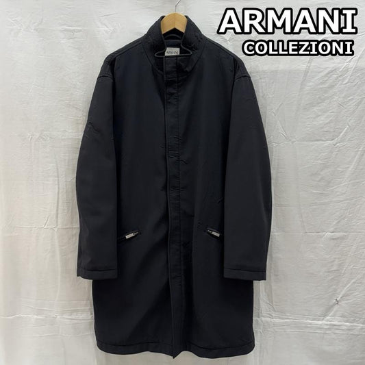 アルマーニコレッツォーニ ARMANI COLLEZIONI コート コート一般 スタンドカラー ナイロン コート ロング丈 52 黒 / ブラック / black メンズ USED 古着 中古 50161153
