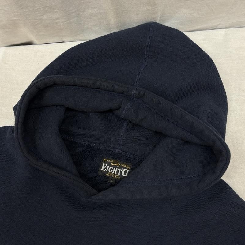 エイトジー EIGHT-G パーカー 長袖 プルオーバー フーディ スウェット パーカー ヘビーウェイト L 紺 / ネイビー / navy メンズ USED 古着 中古 50161154