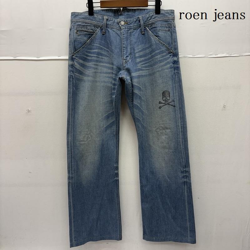 ロエン ROEN パンツ デニム、ジーンズ 日本製 コットン 刺繡 Y2K スカル ラインストーン ストレート デニム パンツ 34 インディゴ / インディゴ / Indigo メンズ USED 古着 中古 50161156