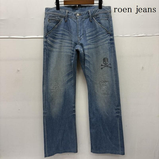 ロエン ROEN パンツ デニム、ジーンズ 日本製 コットン 刺繡 Y2K スカル ラインストーン ストレート デニム パンツ 34 インディゴ / インディゴ / Indigo メンズ USED 古着 中古 50161156