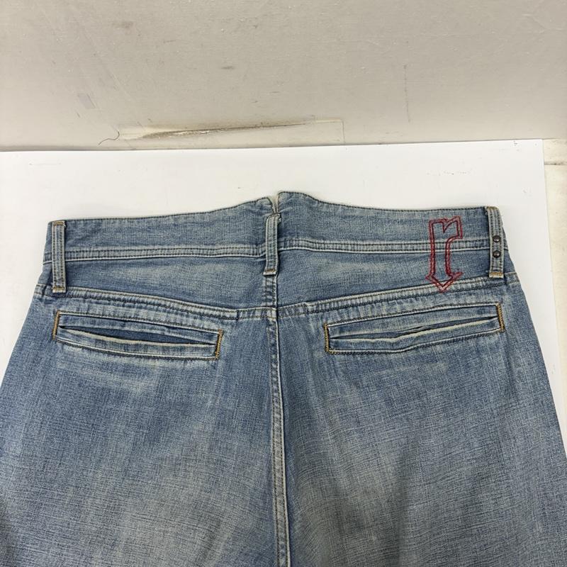 ロエン ROEN パンツ デニム、ジーンズ 日本製 コットン 刺繡 Y2K スカル ラインストーン ストレート デニム パンツ 34 インディゴ / インディゴ / Indigo メンズ USED 古着 中古 50161156
