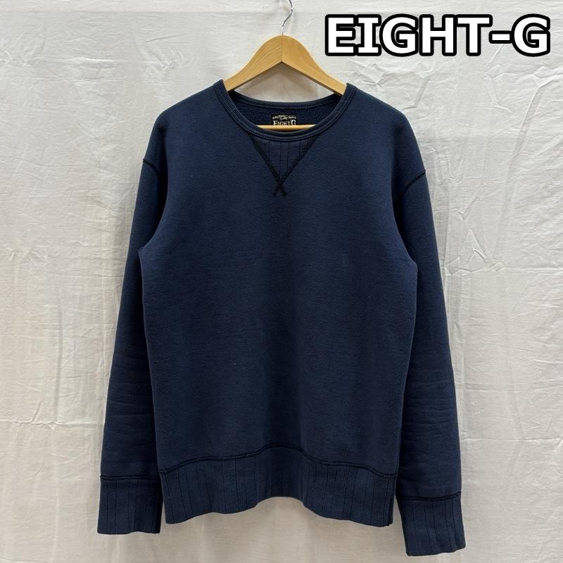 エイトジー EIGHT-G トレーナー 長袖 前V クルーネック スウェット トレーナー ヘビーウェイト S 紺 / ネイビー / navy メンズ USED 古着 中古 50161157