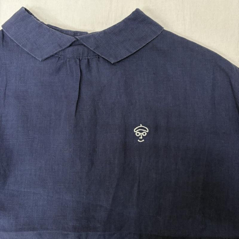 古着 USED シャツ、ブラウス 半袖 KEY MEMORY キーメモリー ノースリーブバックボタンブラウス リネン100％ navy FREE 刺繍 X ワンポイント 紺 / ネイビー / navy レディース USED 古着 中古 50161165