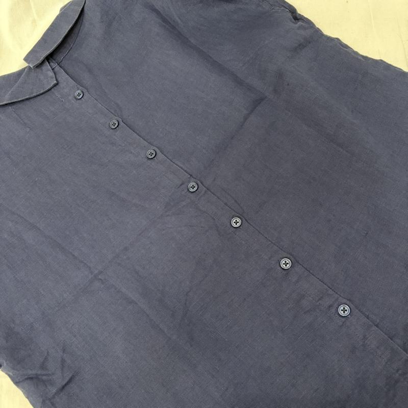 古着 USED シャツ、ブラウス 半袖 KEY MEMORY キーメモリー ノースリーブバックボタンブラウス リネン100％ navy FREE 刺繍 X ワンポイント 紺 / ネイビー / navy レディース USED 古着 中古 50161165