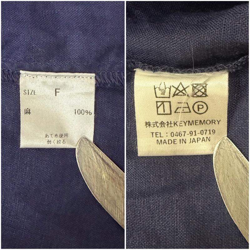 古着 USED シャツ、ブラウス 半袖 KEY MEMORY キーメモリー ノースリーブバックボタンブラウス リネン100％ navy FREE 刺繍 X ワンポイント 紺 / ネイビー / navy レディース USED 古着 中古 50161165