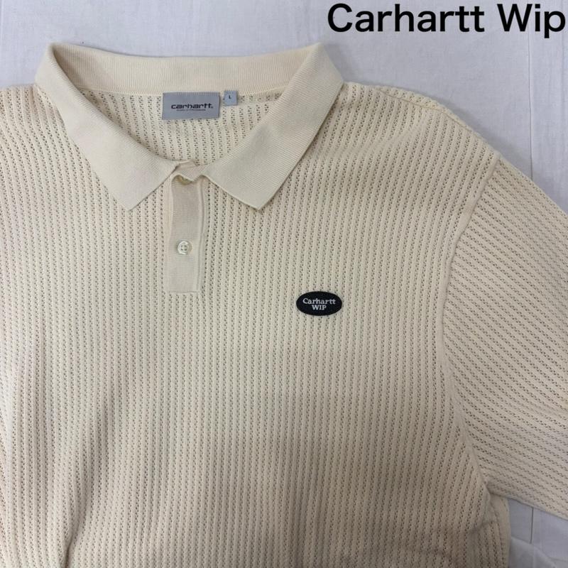 カーハート ダブリューアイピー Carhartt WIP ポロシャツ 半袖 Kenway Knit Polo アイボリー L L ワンポイント X ロゴ、文字 アイボリー / アイボリー / メンズ USED 古着 中古 50161168