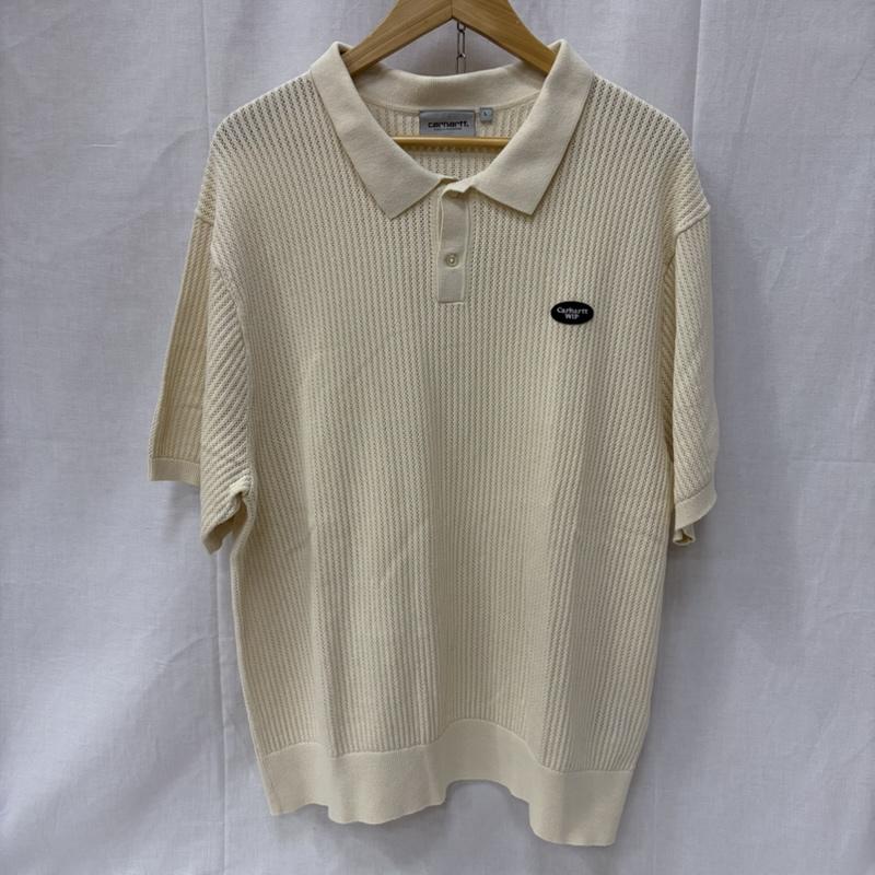 カーハート ダブリューアイピー Carhartt WIP ポロシャツ 半袖 Kenway Knit Polo アイボリー L L ワンポイント X ロゴ、文字 アイボリー / アイボリー / メンズ USED 古着 中古 50161168