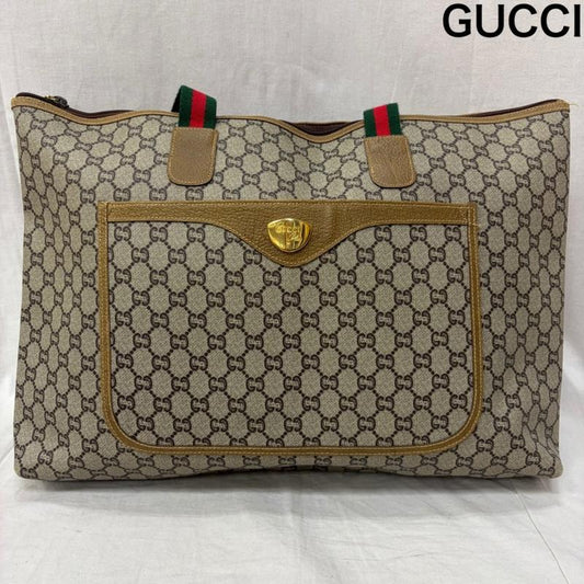 グッチプラス GUCCIPLUS トートバッグ トートバッグ オールドグッチ GGマーク シェリーライン トートバッグ - ロゴ、文字 ベージュ / ベージュ / beige レディース USED 古着 中古 50161172
