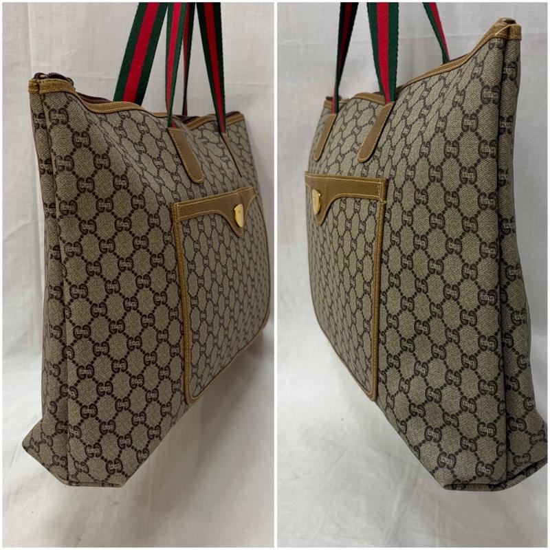グッチプラス GUCCIPLUS トートバッグ トートバッグ オールドグッチ GGマーク シェリーライン トートバッグ - ロゴ、文字 ベージュ / ベージュ / beige レディース USED 古着 中古 50161172