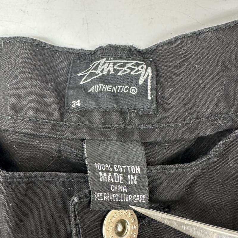 ステューシー STUSSY パンツ ワークパンツ、ペインターパンツ 00s ダブルニー ワーク パンツ 34インチ 黒 / ブラック / black メンズ USED 古着 中古 50161182
