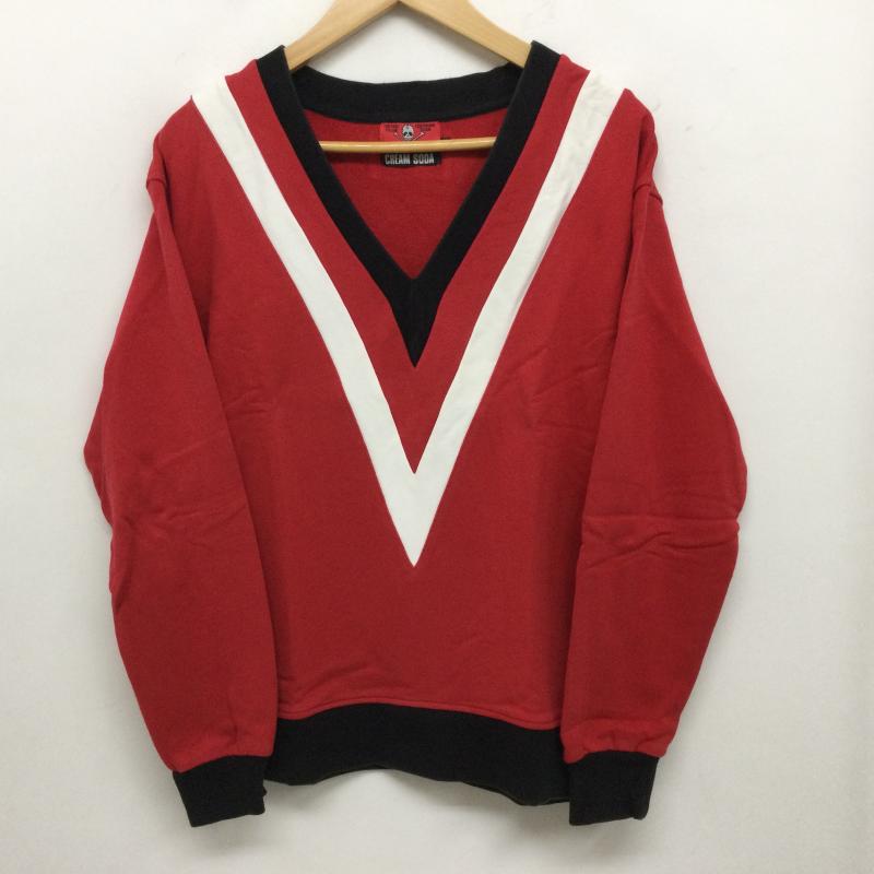 クリームソーダ CREAMSODA トレーナー 長袖 CS Vトレーナー Vネックスウエット トレーナー M 無地 赤 / レッド / red X 黒 / ブラック / black メンズ USED 古着 中古 50161189