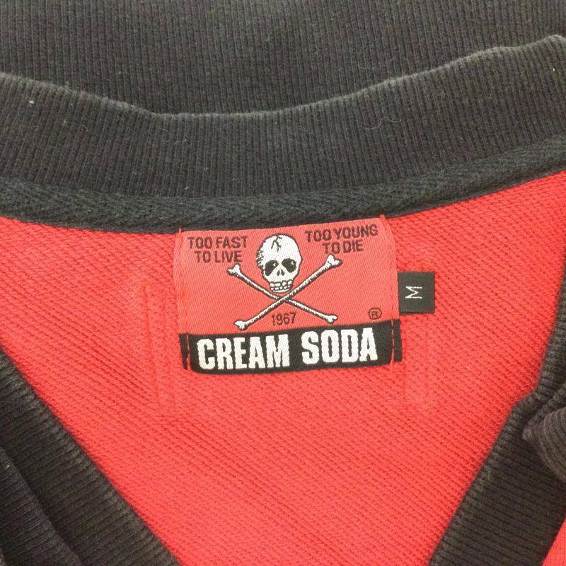 クリームソーダ CREAMSODA トレーナー 長袖 CS Vトレーナー Vネックスウエット トレーナー M 無地 赤 / レッド / red X 黒 / ブラック / black メンズ USED 古着 中古 50161189