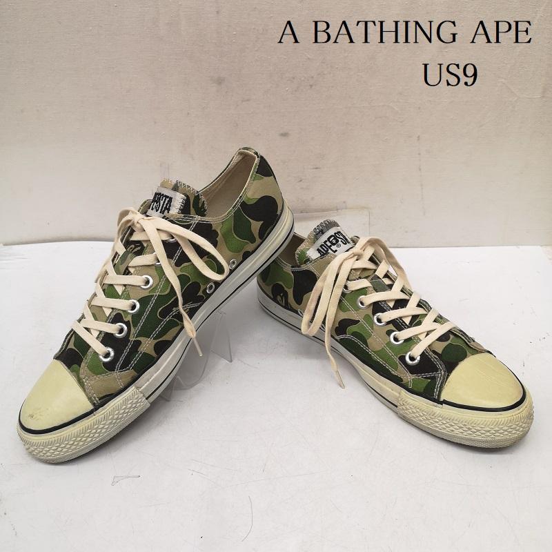 アベイシングエイプ A BATHING APE スニーカー スニーカー BAPE STA GREEN CAMO ベイプスタ カモフラ スニーカー US：9 メンズ USED 古着 中古 50161191