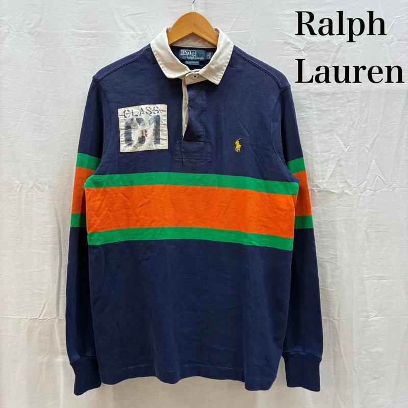 ポロバイラルフローレン Polo by RALPH LAUREN ポロシャツ 長袖 ポニー 刺繍 マルチボーダー ステンシル ワッペン ロングスリーブ ポロシャツ S メンズ USED 古着 中古 50161199