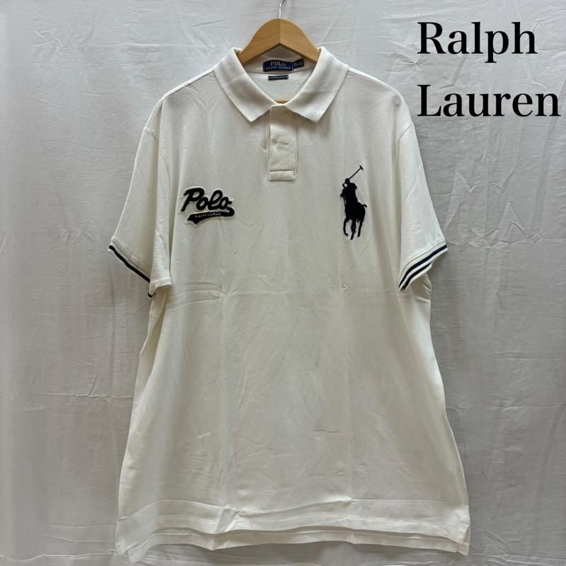 ポロラルフローレン POLO RALPH LAUREN ポロシャツ 半袖 ビッグポニー 刺繍 ロゴ ワッペン 襟裏ボーダー ポロシャツ XXL メンズ USED 古着 中古 50161200