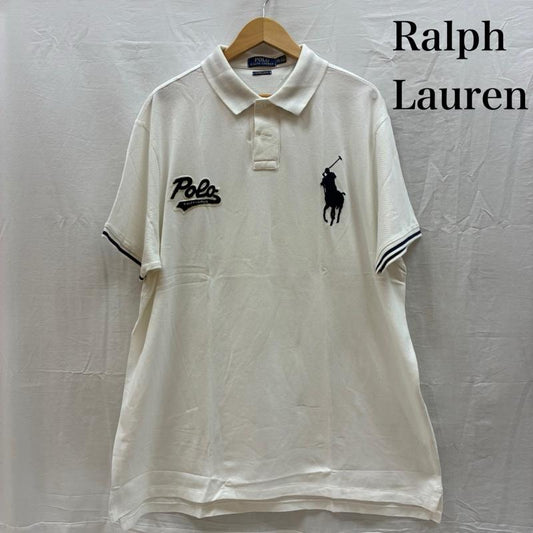 ポロラルフローレン POLO RALPH LAUREN ポロシャツ 半袖 ビッグポニー 刺繍 ロゴ ワッペン 襟裏ボーダー ポロシャツ XXL メンズ USED 古着 中古 50161200